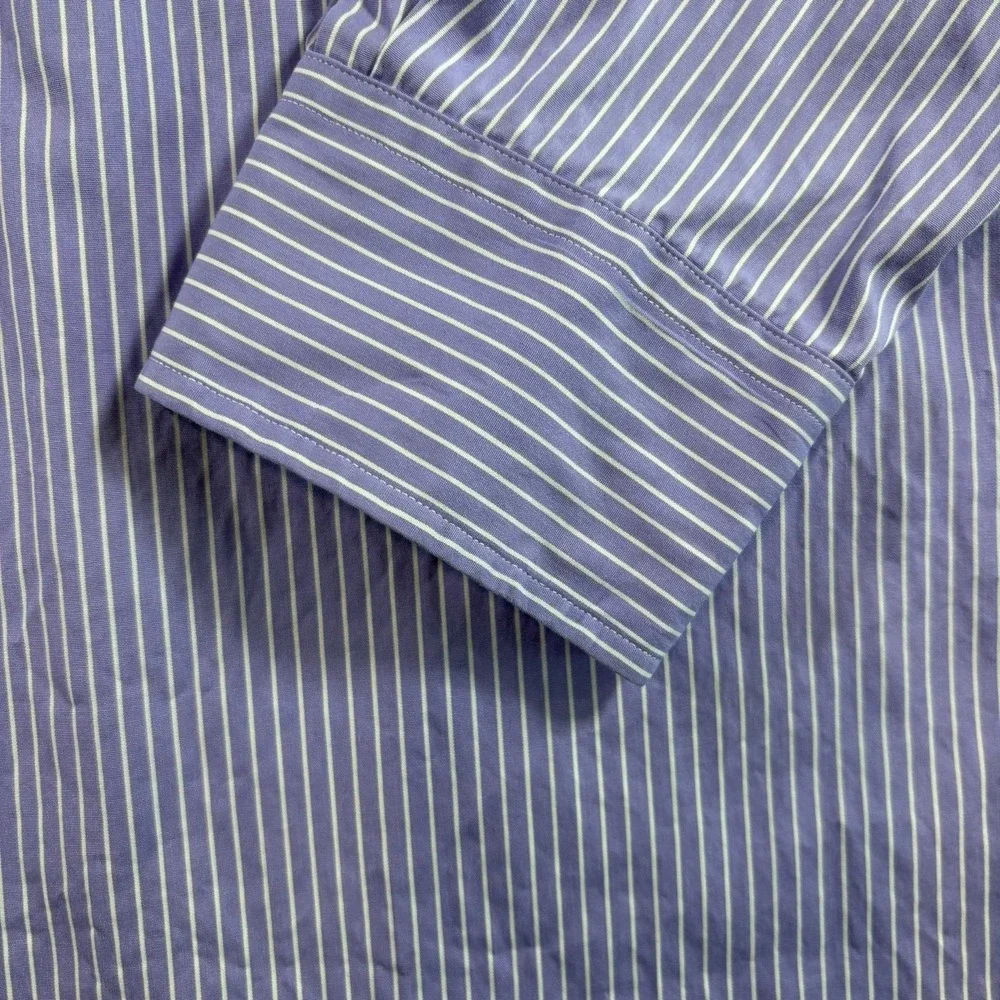 Polo Ralph Lauren Button Down Mens 16.5 32/33 Purple White Striped Classic Fit